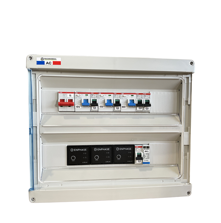 TECHNIDEAL-COFFRET-AC-MONOPHASE-ENPHASE-3x3KW-IQ7-3-RELAIS-MONO-COFAC-IQ7-55