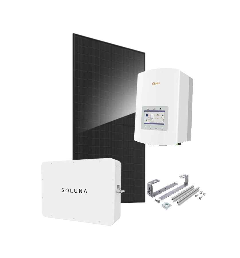 Kit 6 kWc JA SOLAR 500 et onduleur hybride SOLIS + SOLUNA 5kWh LV - Tuile