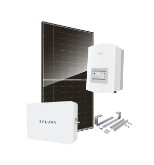 Kit 3 kWc DAS SOLAR 500 et onduleur hybride SOLIS + SOLUNA 5kWh LV - Tuile