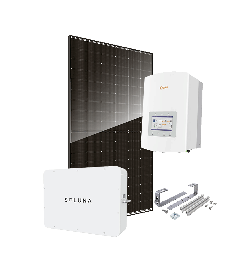 Kit 3 kWc DAS SOLAR 500 et onduleur hybride SOLIS + SOLUNA 5kWh LV - Ardoise