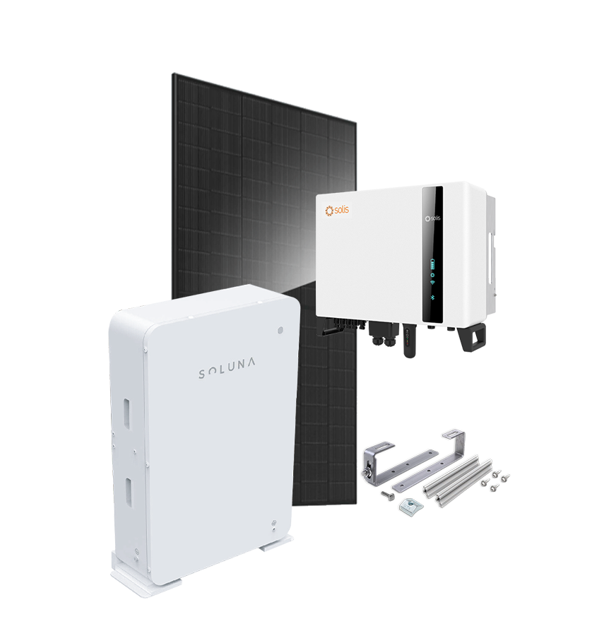 Kit 9 kWc JA SOLAR 500 et onduleur hybride SOLIS + SOLUNA 10kWh HV - Ardoise