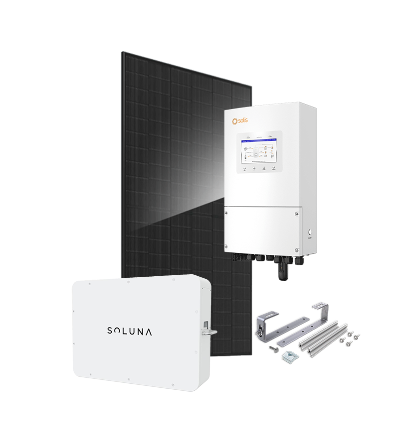 Kit 3 kWc JA SOLAR 500 et onduleur hybride SOLIS + SOLUNA 5kWh LV - Ardoise