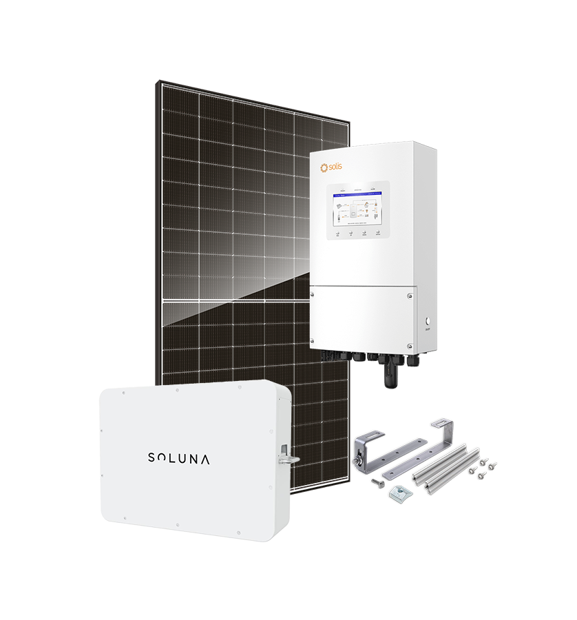 Kit 3 kWc DAS SOLAR 500 et onduleur hybride SOLIS + SOLUNA 5kWh LV - Tuile